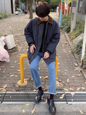 「STUDIOUS（ステュディオス）のアイテム（シューズ）」を使った、がーさん（メンズ・177cm）の冬コーディネート