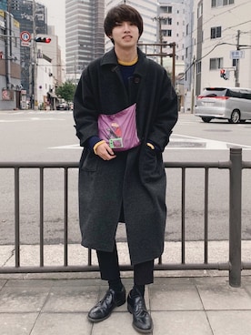 「STUDIOUS（ステュディオス）のアイテム（シューズ）」を使った、がーさん（メンズ・177cm）の冬コーディネート