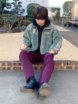 「STUDIOUS（ステュディオス）のアイテム（シューズ）」を使った、がーさん（メンズ・177cm）の冬コーディネート