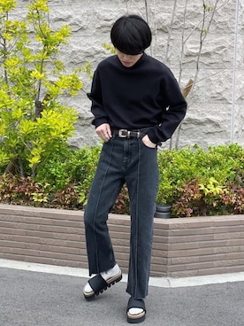 「カットオフ」｜「アイテム（サンダル）」を使った、がーさん（メンズ・177cm）の春コーディネート
