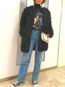 「Narcissus（ナルシス）のアイテム（デニムパンツ）」を使った、kyontaさん（レディース・164cm）の冬コーディネート