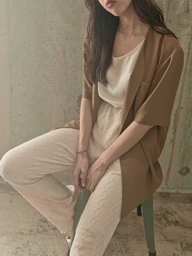 「vintage style」｜「アイテム（ノーカラージャケット）」を使った、こなつさん（レディース・158cm）の秋コーディネート