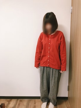「赤いカーディガン」｜あめんぼさん（レディース・159cm）の冬コーディネート