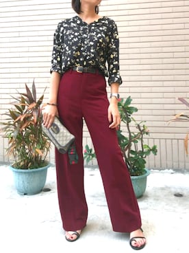 「高腰褲」｜余さん（レディース・156cm）の秋コーディネート