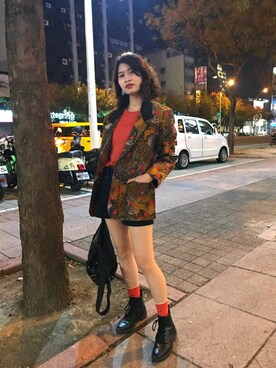 「素T」｜余さん（レディース・156cm）の冬コーディネート