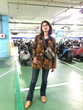 「西裝外套」｜「アイテム（スリッポン）」を使った、余さん（レディース・156cm）の冬コーディネート