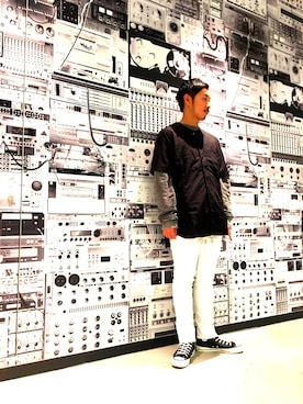 「DIESEL（ディーゼル）の00SX0E0KANQ（シャツ/ブラウス、ホワイト系）」を使った、UENTSUさん（メンズ・170cm）の春コーディネート