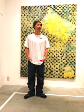 「DIESEL BLACK GOLD（ディーゼル ブラック ゴールド）のアイテム（Tシャツ/カットソー、ホワイト系）」を使った、UENTSUさん（メンズ・170cm）の夏コーディネート