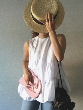 「お祭り」｜「アイテム（ビーチサンダル）」を使った、ayakaさん（レディース・166cm）の夏コーディネート