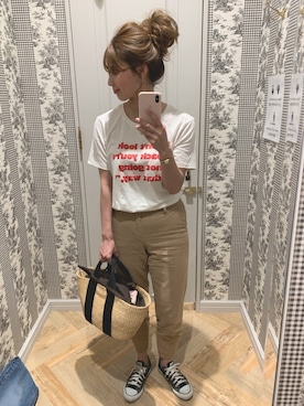 「Demi-Luxe BEAMS（デミルクス ビームス）のアイテム（かごバッグ）」を使った、ayakaさん（レディース・166cm）の春コーディネート