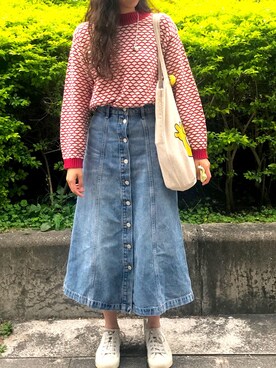 Gap ギャップ の 前ボタンデニムミディスカート デニムスカート Wear