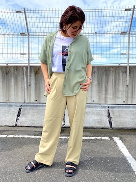 「RAG MACHINE（ラグマシーン）の【RAG MACHINE】バックスリットパンツ（その他パンツ）」を使った、ha-tan. ✩.*˚さん（レディース・157cm）の夏コーディネート