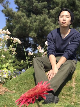 「花見」｜「アイテム（腕時計）」を使った、橋本さんさん（メンズ・168cm）の春コーディネート