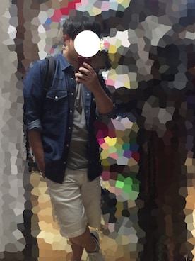 「GU（ジーユー）のアイテム（その他パンツ、ホワイト系）」を使った、yudaiさん（メンズ）の夏コーディネート