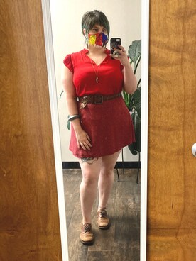 「red」｜「アイテム（その他トップス）」を使った、sugarbonezさん（レディース・168cm）の夏コーディネート