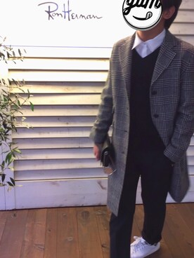 「MARTIN MARGIELA（マルタンマルジェラ）のアイテム（クラッチバッグ）」を使った、yu_kさん（メンズ・168cm）の冬コーディネート