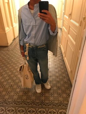 「UNIQLO（ユニクロ）のアイテム（シャツ/ブラウス、ブルー系）」を使った、yu_kさん（メンズ・168cm）の夏コーディネート