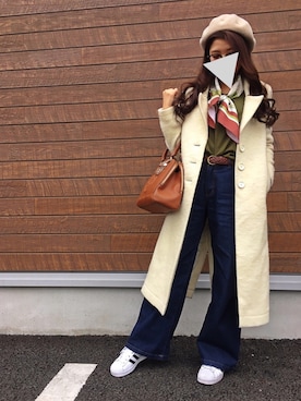 「SPIRALGIRL（スパイラルガール）のアイテム（チェスターコート）」を使った、M♡さん（レディース・156cm）の冬コーディネート