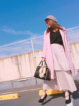 「チョーカートップス」｜「アイテム（チェスターコート）」を使った、M♡さん（レディース・156cm）の冬コーディネート
