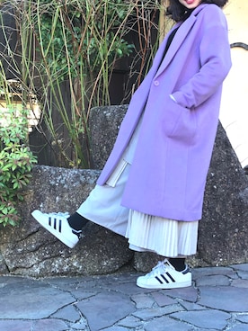 「FREE'S MART（フリーズマート）のアイテム（チェスターコート）」を使った、M♡さん（レディース・156cm）の冬コーディネート