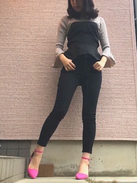 「GRL（グレイル）のカットオフストレッチスキニーパンツ（その他パンツ）」を使った、M♡さん（レディース・156cm）の春コーディネート