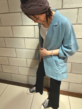 「アイテム（ヘアバンド）」を使った、maki子さん（レディース・165cm）の春コーディネート