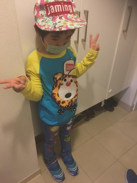 「JAM（ジャム）のアイテム（キャップ）」を使った、Tayuhaさん（キッズ・120cm）の春コーディネート