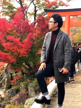 「417 EDIFICE（フォーワンセブンエディフィス）のアイテム（チェスターコート）」を使った、hikaruさん（メンズ・183cm）の秋コーディネート