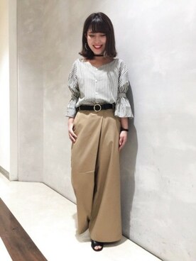 「JEANASIS（ジーナシス）のアイテム（チノパンツ）」を使った、JEANASISイオンモール倉敷店STAFFさん（レディース・154cm）の春コーディネート