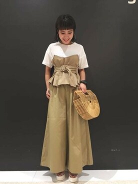 「JEANASIS（ジーナシス）のアイテム（チノパンツ）」を使った、JEANASISイオンモール倉敷店STAFFさん（レディース・154cm）の春コーディネート