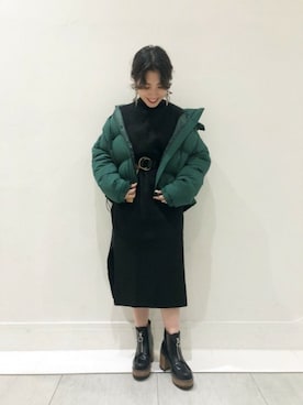 「JEANASIS（ジーナシス）のアイテム（ダウンジャケット/コート）」を使った、JEANASISイオンモール倉敷店STAFFさん（レディース・154cm）の冬コーディネート