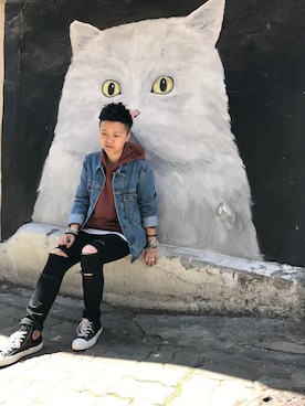 「ORANGE TAB（オレンジタブ）のアイテム」を使った、W Y Yeungさん（メンズ・165cm）の春コーディネート