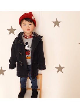 「ミッキー」｜「アイテム（ダッフルコート）」を使った、yuuuu☺︎さん（キッズ・80cm）の冬コーディネート