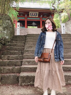 「AS KNOW AS PINKY（アズノゥアズピンキー）のアイテム（デニムジャケット）」を使った、タコイカさん（レディース・155cm）の春コーディネート