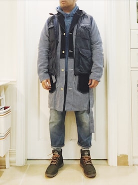 「アイテム（レインシューズ）」を使った、York-約克さん（メンズ・170cm）の春コーディネート