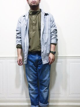 「BURLAP OUTFITTER（バーラップアウトフィッター）のアイテム（ナイロンジャケット）」を使った、York-約克さん（メンズ・170cm）の春コーディネート
