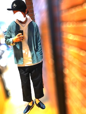 「WHITE LINE（ホワイトライン）のアイテム（トップス）」を使った、mameさん（メンズ・183cm）の秋コーディネート