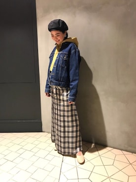 「BEAUTY&YOUTH UNITED ARROWS」｜「アイテム（デニムジャケット）」を使った、YuinoKikuchiさん（レディース・161cm）の冬コーディネート