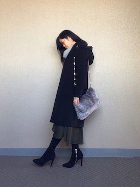 「YEVS（イーブス）のアイテム（ジャケット/アウター）」を使った、ちーさん（レディース・154cm）の冬コーディネート