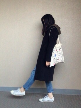 「YEVS（イーブス）のアイテム（ジャケット/アウター）」を使った、ちーさん（レディース・154cm）の冬コーディネート