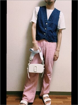 「MARC JACOBS（マークジェイコブス）のアイテム（ショルダーバッグ）」を使った、Kuriさん（メンズ・161cm）の夏コーディネート