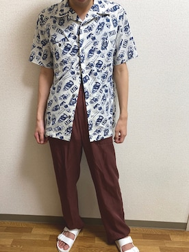 「OZOC（オゾック）のアイテム（パンツ）」を使った、Kuriさん（メンズ・161cm）の夏コーディネート