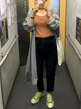 「チャックテイラー」｜「アイテム（シャツワンピース）」を使った、ahiroさん（レディース・165cm）の夏コーディネート