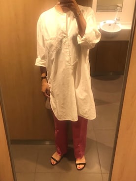 「Hのアイテム（トップス）」を使った、ahiroさん（レディース・165cm）の夏コーディネート