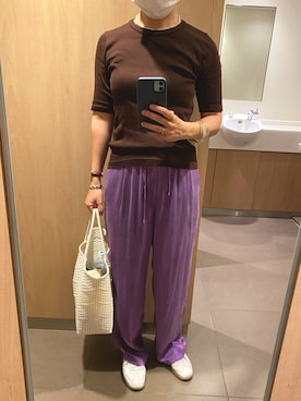 「シルクパンツ」｜ahiroさん（レディース・165cm）の夏コーディネート