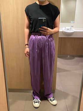 「シルクパンツ」｜ahiroさん（レディース・165cm）の夏コーディネート