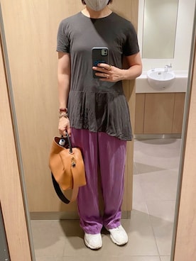 「シルクパンツ」｜ahiroさん（レディース・165cm）の夏コーディネート