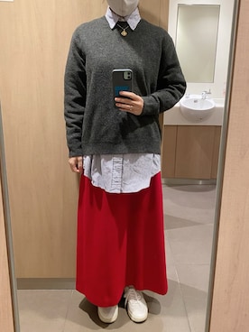 「ラルフローレンシャツ」｜「アイテム（アクセサリー）」を使った、ahiroさん（レディース・165cm）の冬コーディネート