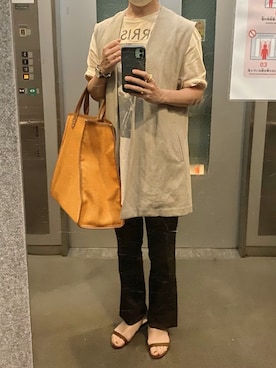 「FRAMeWORK（フレームワーク）のアイテム（ベスト）」を使った、ahiroさん（レディース・165cm）の夏コーディネート