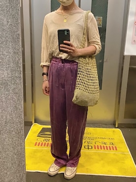 「シルクパンツ」｜ahiroさん（レディース・165cm）の夏コーディネート
